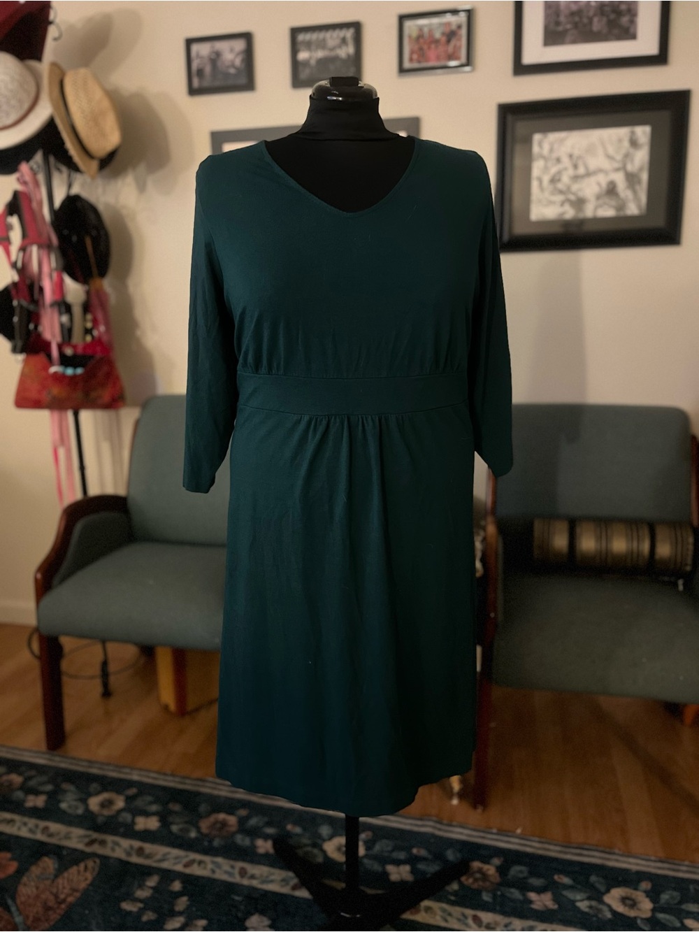 Lands' End Deep Teal V-Neck Long Sleeve Dress - Picture 4 of 7